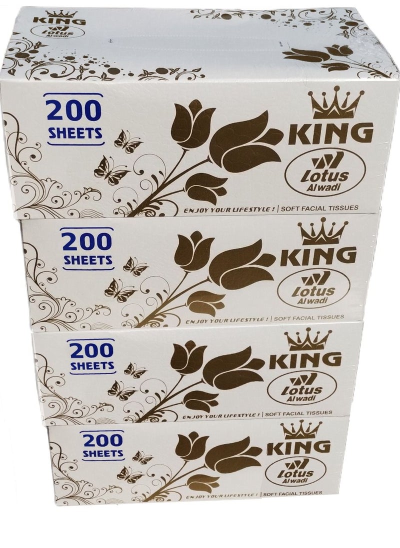 Lotus Alwadi 200 Sheet - Lotus Alwadi Soft Facial Tissues 2 Ply Bundle, Pack of 5 (1000 Facial Tissues Total) Family Pack  - Image 1