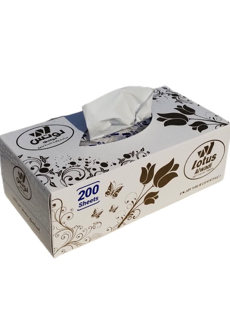 Lotus Alwadi 200 Sheet - Lotus Alwadi Soft Facial Tissues 2 Ply Bundle, Pack of 5 (1000 Facial Tissues Total) Family Pack  - Image 3