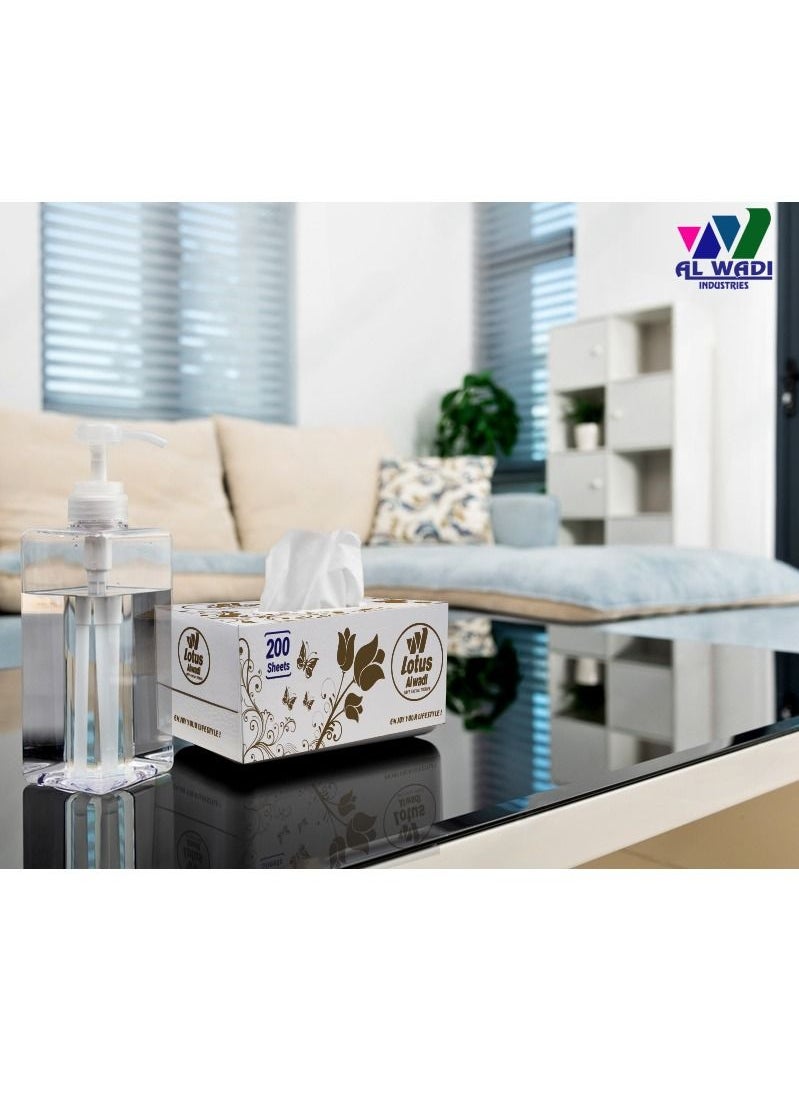 Lotus Alwadi 200 Sheet - Lotus Alwadi Soft Facial Tissues 2 Ply Bundle, Pack of 5 (1000 Facial Tissues Total) Family Pack  - Image 5