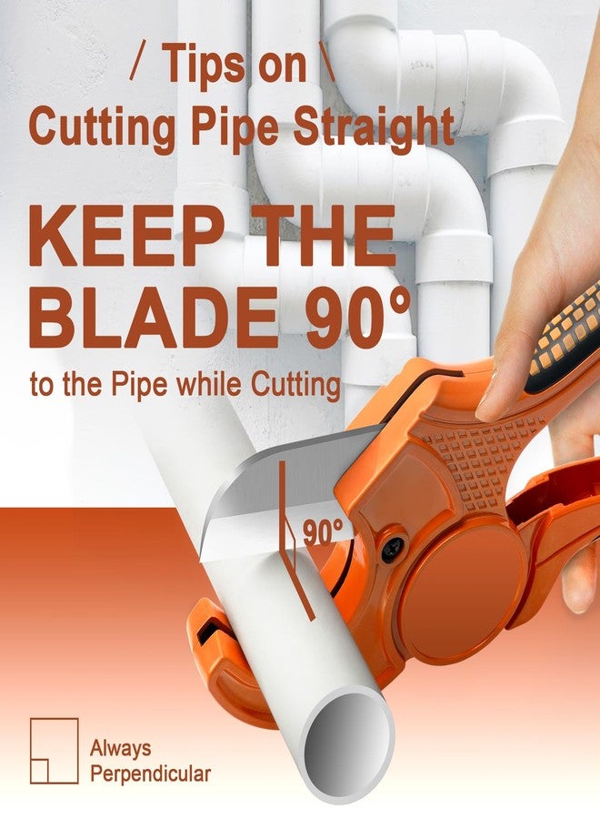 Kerry PVC Pipe Cutter, Up to 2-1/2" O.D. Ratcheting Heavy-Duty PEX POLY PE Plastic Hoses and Plumbing Tube Cutting Tool, Stainless Steel Blades, Thicken Aluminum Body Efficient Extended Handle - Image 5