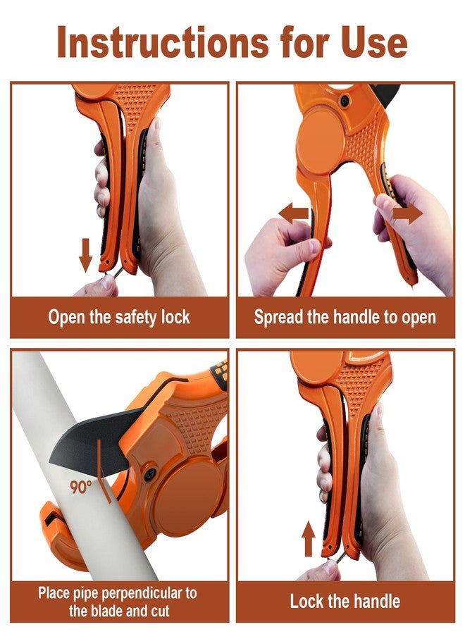 Kerry PVC Pipe Cutter, Up to 2-1/2" O.D. Ratcheting Heavy-Duty PEX POLY PE Plastic Hoses and Plumbing Tube Cutting Tool, Stainless Steel Blades, Thicken Aluminum Body Efficient Extended Handle - Image 4