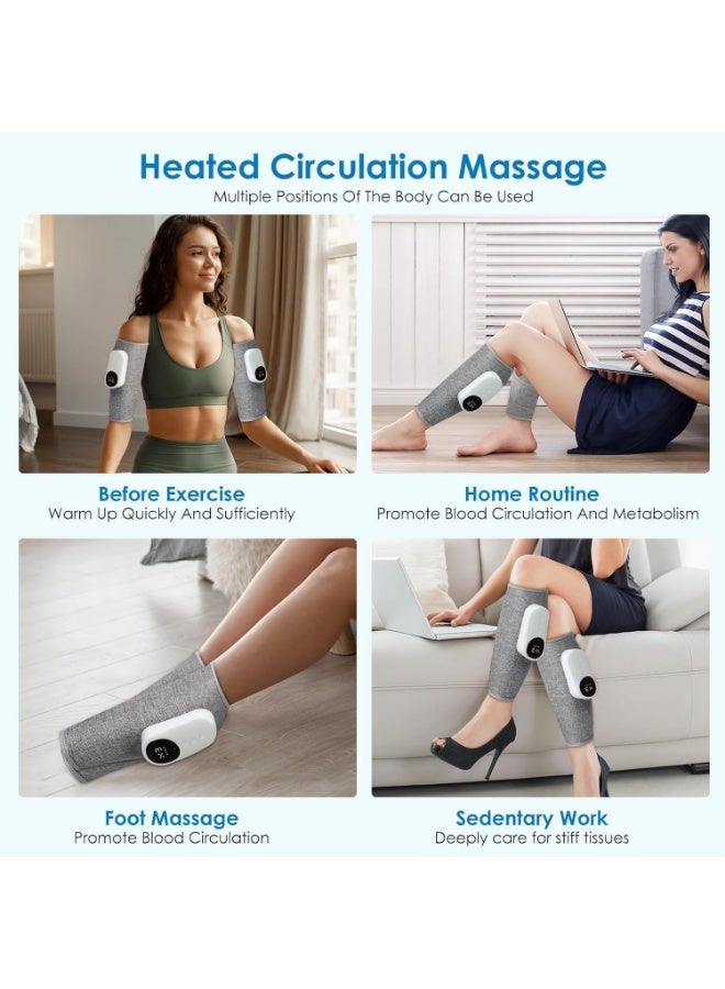 2 Pcs Upgraded Leg Compression Massager Electric Calf Foot Massager with Heat Cordless Muscle Massager with 3 Modes Intensities Heated Knee Sleeve Wrap Gift - Image 5
