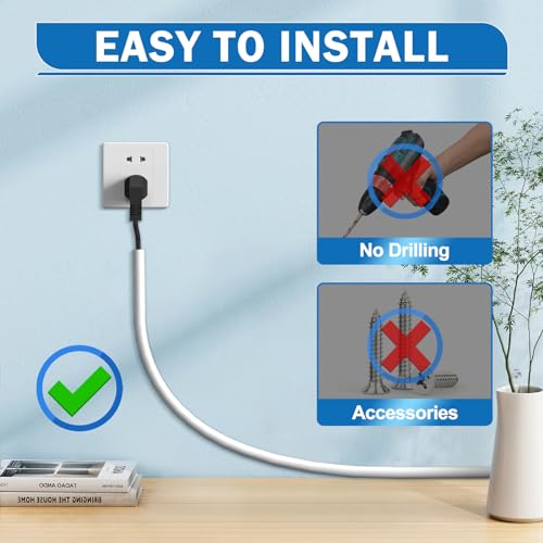 UOMTFAI Wall Cord Hider 78 Inch - Self-Adhesive Wire Cover Raceway for Walls, Flexible PVC Cable Concealer for Home and Office, W0.59 H0.39in - White - Image 3