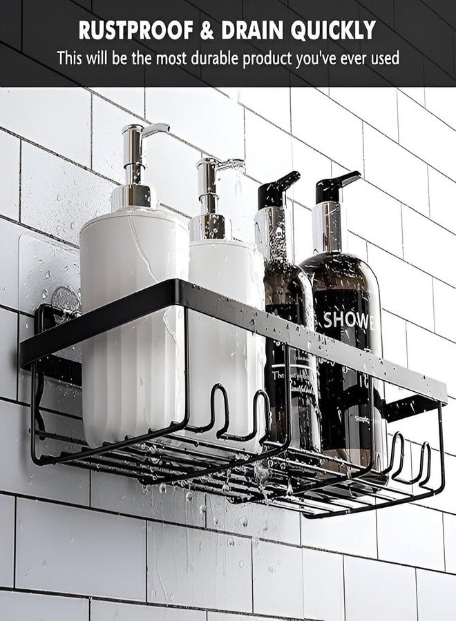 Cazlee Shower Caddy Shelf Rack (Pack of 2) - Self Adhesive Black Bathroom Organizer for Wall - No Drill Storage Baskets for RV, Home, Apartment, Farmhouse Decor & Small Space Organization - Image 3