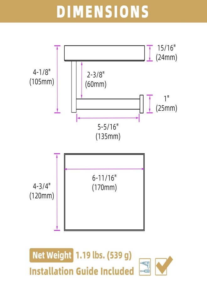 APLusee Sintered Stone Toilet Paper Holder with Shelf Matte Black, APLusee Stainless Steel Paper Holder with Phone Shelf Wall Mounted - Image 2