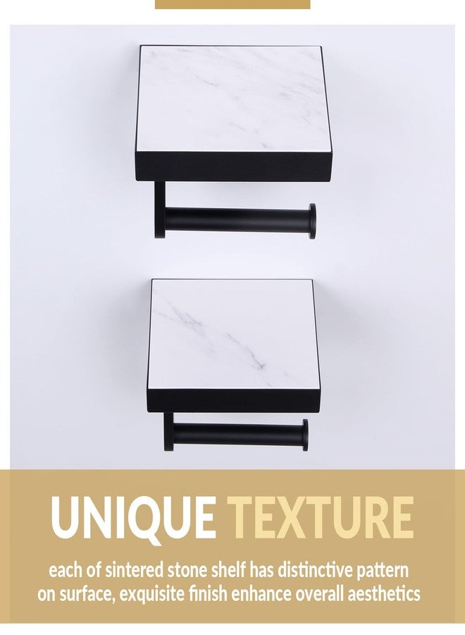 APLusee Sintered Stone Toilet Paper Holder with Shelf Matte Black, APLusee Stainless Steel Paper Holder with Phone Shelf Wall Mounted - Image 4