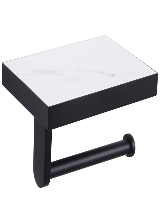 APLusee Sintered Stone Toilet Paper Holder with Shelf Matte Black, APLusee Stainless Steel Paper Holder with Phone Shelf Wall Mounted - Image 1