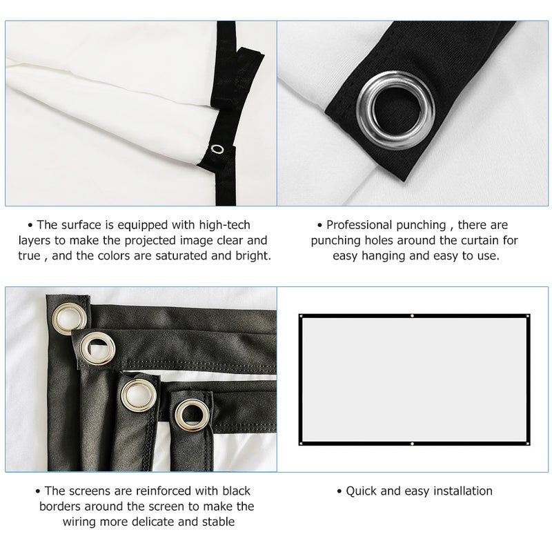 84 Inch Projector Screen 16:9 HD Foldable Portable Projection Screen Anti-Crease Rear Front Projection Movies Screen for Home Theater Outdoor Indoor Movies - Image 5