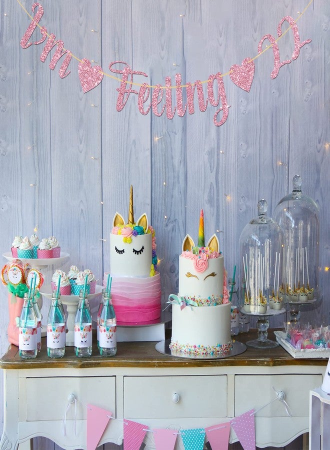 MonMon & Craft I'm Feeling 22 Banner/Girls 22nd Birthday Party Decor/Happy 22nd Birthday Party Decorations Pink Glitter - Image 4