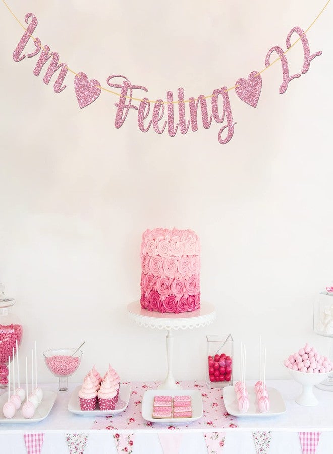 MonMon & Craft I'm Feeling 22 Banner/Girls 22nd Birthday Party Decor/Happy 22nd Birthday Party Decorations Pink Glitter - Image 5