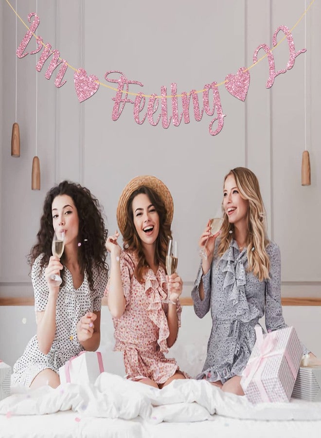 MonMon & Craft I'm Feeling 22 Banner/Girls 22nd Birthday Party Decor/Happy 22nd Birthday Party Decorations Pink Glitter - Image 3