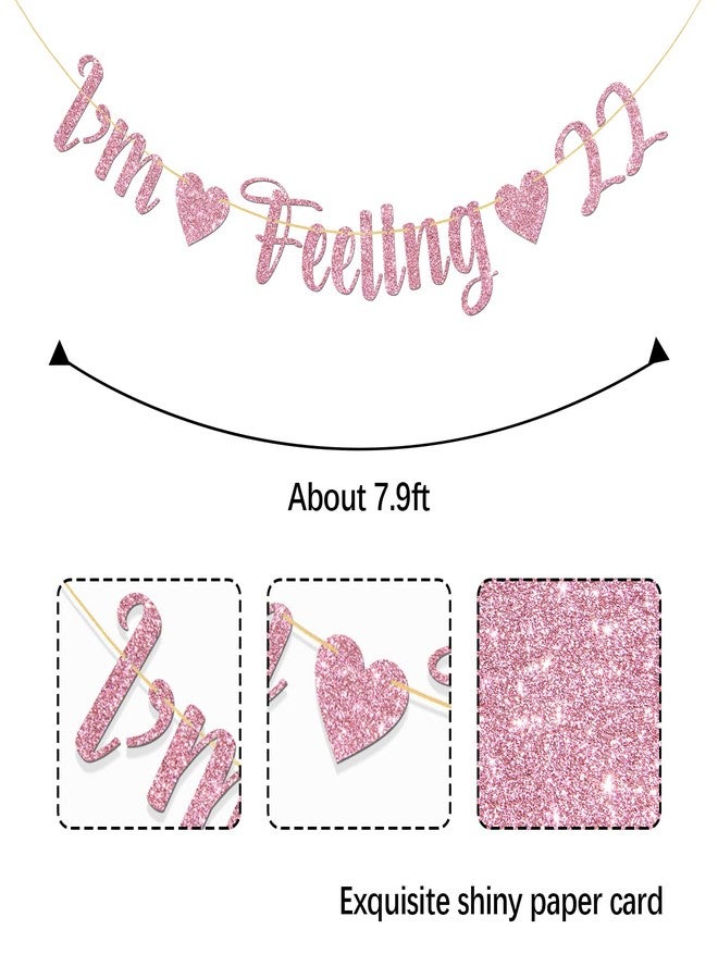 MonMon & Craft I'm Feeling 22 Banner/Girls 22nd Birthday Party Decor/Happy 22nd Birthday Party Decorations Pink Glitter - Image 2