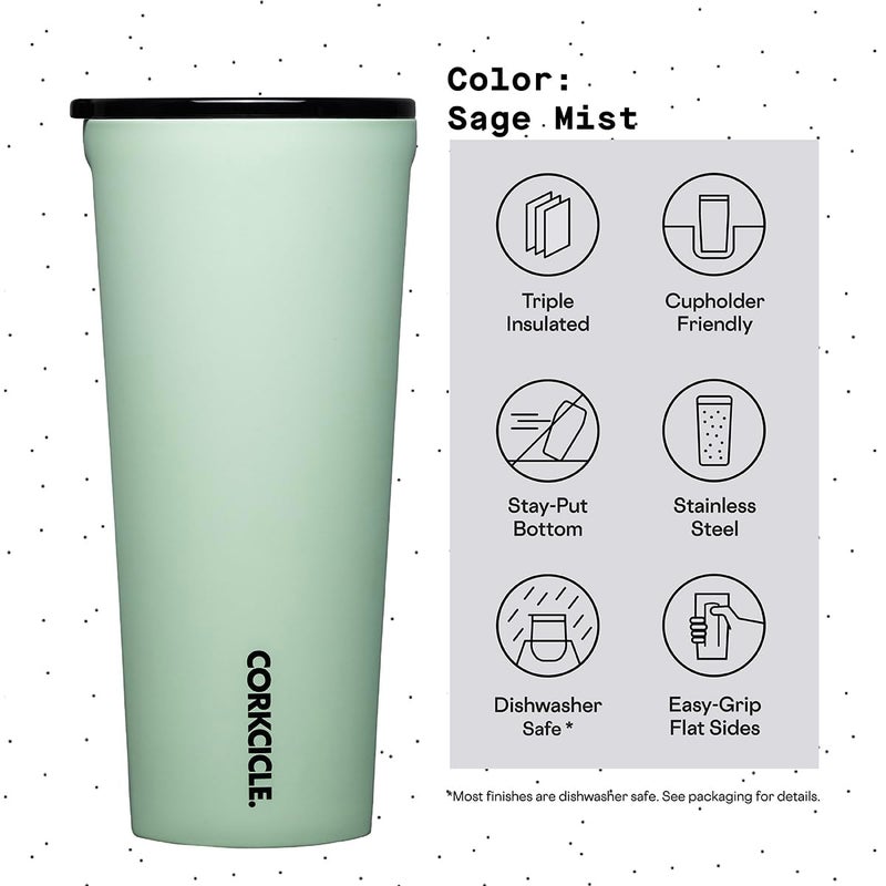 Corkcicle Classic Triple Insulated Coffee Mug with Lid, Sage Mist, 24 oz – Stainless Steel Travel Tumbler Keeps Beverages Cold 9+hrs, Hot 3hrs – Cupholder Friendly Travel Coffee Tumbler - Image 4