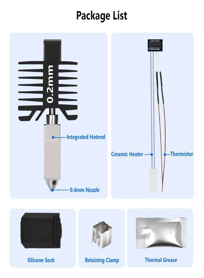 LANKEGU 【Upgraded All-Metal Hotend】0.2mm Hardened Steel Nozzle Hotend Assembly for Bambu Lab P1S/P1P Printers, 24V 48W Ceramic Heater with High-Temp Thermistor Replacement Hotend for P1 Series 3D Printers - Image 2
