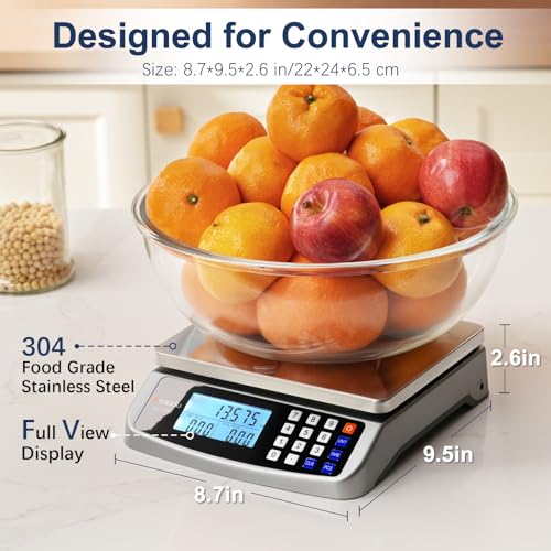 Atogou 66lb Food Scale, Commercial Kitchen Scale with Price Computing, Plug-in Usable, 0.05oz/1g, 304 Stainless Steel, for Cooking, Vegetables, Farm, Industry, Counting. LC300 Grey - Image 5