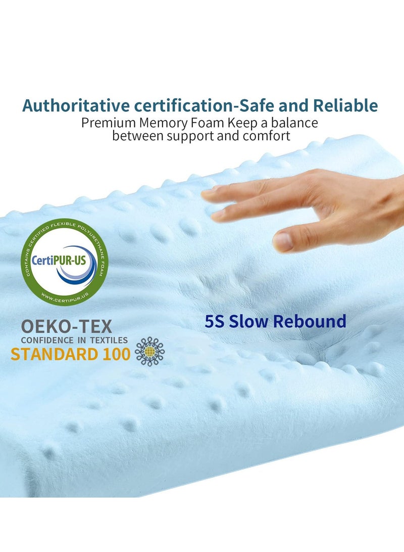 SYOSI Memory Foam Neck Pillow for Sleeping Cooling Pillow Contour Pillows for Neck and Shoulder Pain Relief Ergonomic Orthopedic Cervical Pillow for Side Back Stomach Sleepers 2 Height Options - Image 4