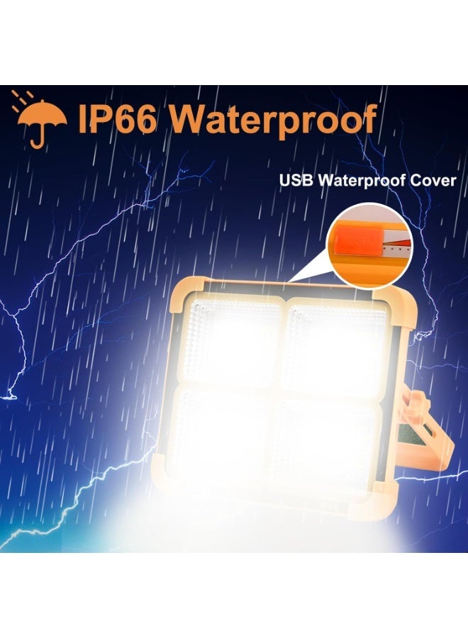 400W Rechargeable LED Work Light with Solar Panel, IP66 Waterproof Portable Flood Light - Image 2