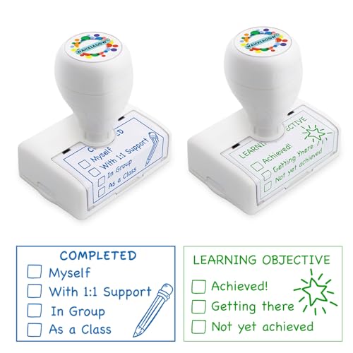 WAHXIAOSW Teacher Stamps,Checkbox Grading Teacher Stamps, Teacher Gifts, Classroom Teacher Stamp, Easy Grading, Improved Efficiency, Happy Teaching(Blue+Green) - Image 1