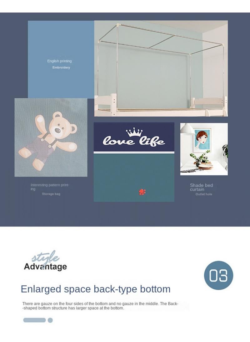 general Cartoon Deck Curtain Student Dormitory Bed Curtains Mosquito Net With Bracket Gift For The Start Of The School Season - Image 3