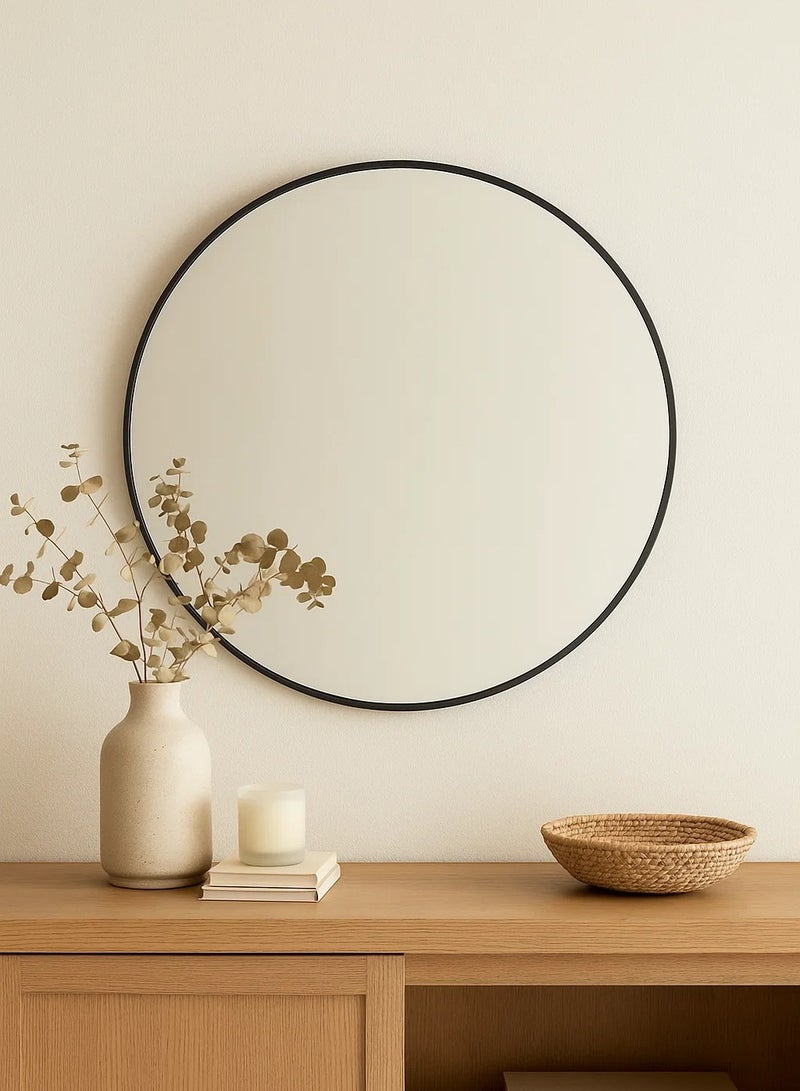 LOFT ALICE Round makeup mirror ,Bathroom Mirror,Wall-Mounted Mirrors,Vanity Mirrors，Framed Wall Mirror Entryway for Wall, Bathroom, Bedroom,Vanity,dressing rooms,SIZE D76XP1.5CMS-179422A - Image 1
