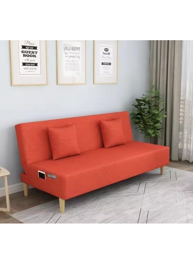 أريكة سرير عصرية بدون ذراعين باللون الأحمر - Image 1