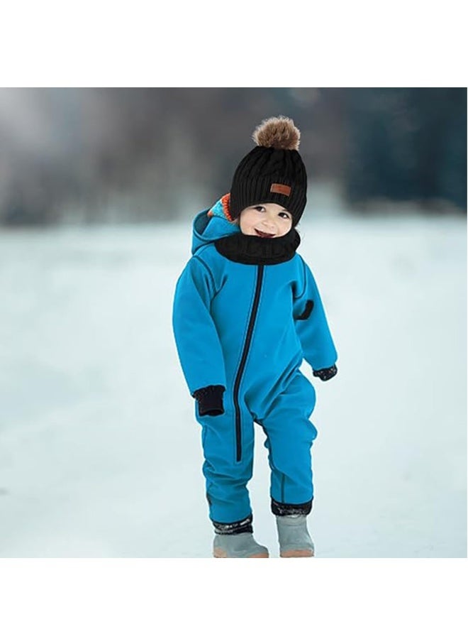 Kids Winter Beanie Hat Scarf Gloves Set for 2 to 6 Years Old Toddler Winter Knit Hat Gloves Neck Warmer with Fleece Lined Black - Image 3