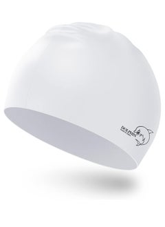 Dolphin Silicone Swimming Cap Waterproof For Kids & Adults - White  - Image 2