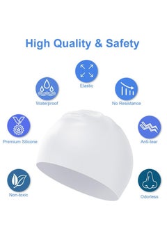 Dolphin Silicone Swimming Cap Waterproof For Kids & Adults - White  - Image 4