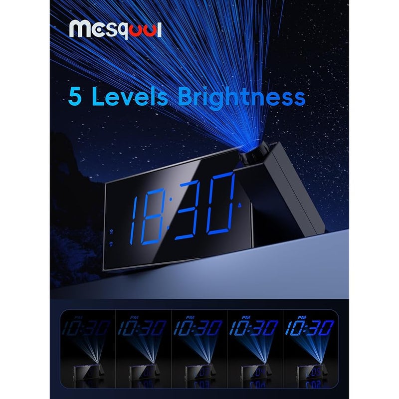 Mesqool Projection Alarm Clock, 7 Inch Digital Display and Dimmer, Double Alarms, USB Port, Adjustable Alarm Volume, Snooze, 12/24, Battery Backup for Bedroom, Ceiling, Wall, Home, Kids, Seniors - Image 4