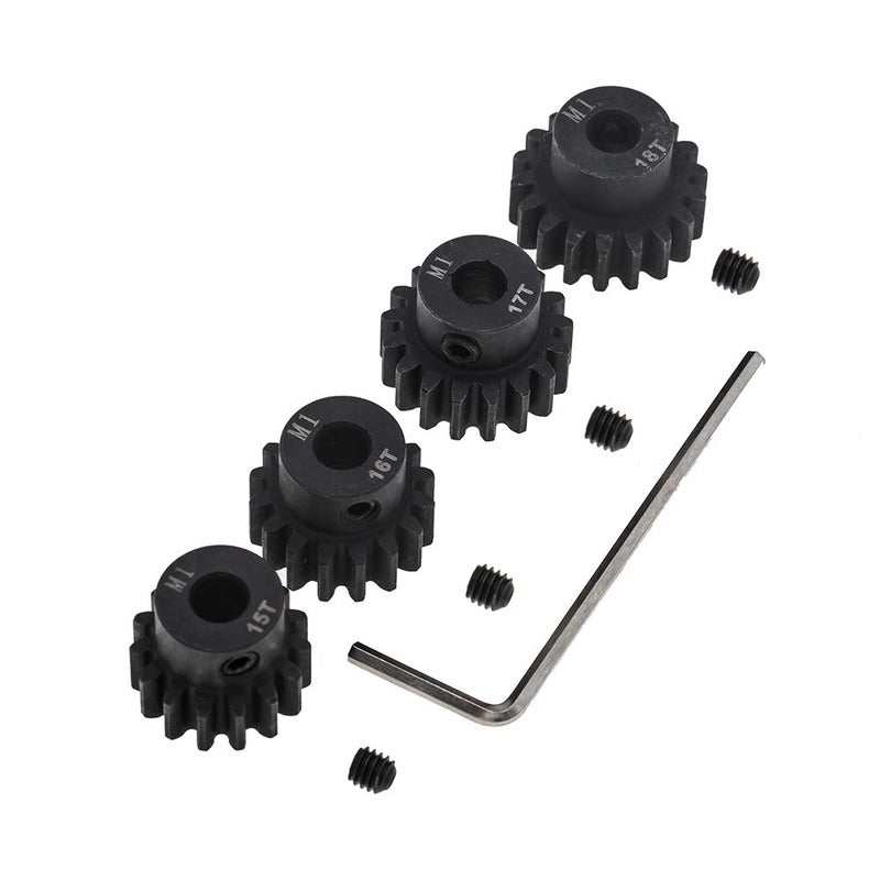 GTHELE 4pcs Mod 1 Pinion Gear 5mm Set Hardened 15T 16T 17T 18T M1 Pitch Gears RC Upgrade Part with Screwdriver - Image 2