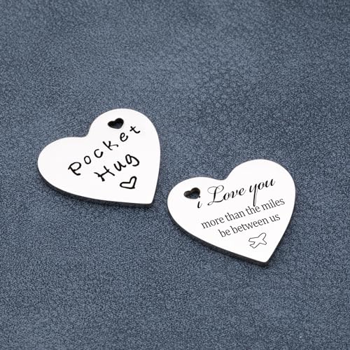 Qunrwe Long Distance Relationships Gift,Pocket Hug Token & Leather Keychain,Thinking of You Miss You Gift,Valentine's Day Anniversary Christmas Birthday Gifts for Her Him Family Friends Loved One - Image 3