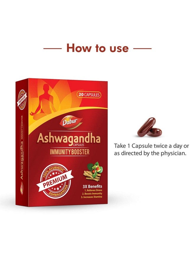 Dabur Ashwagandha Capsules Immunity Booster - 20 Capsules | 100% Ayurvedic | Relieves Stress & Increases Stamina | Immunity Booster - Image 5