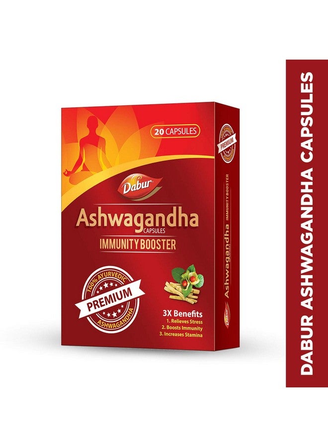 Dabur Ashwagandha Capsules Immunity Booster - 20 Capsules | 100% Ayurvedic | Relieves Stress & Increases Stamina | Immunity Booster - Image 2