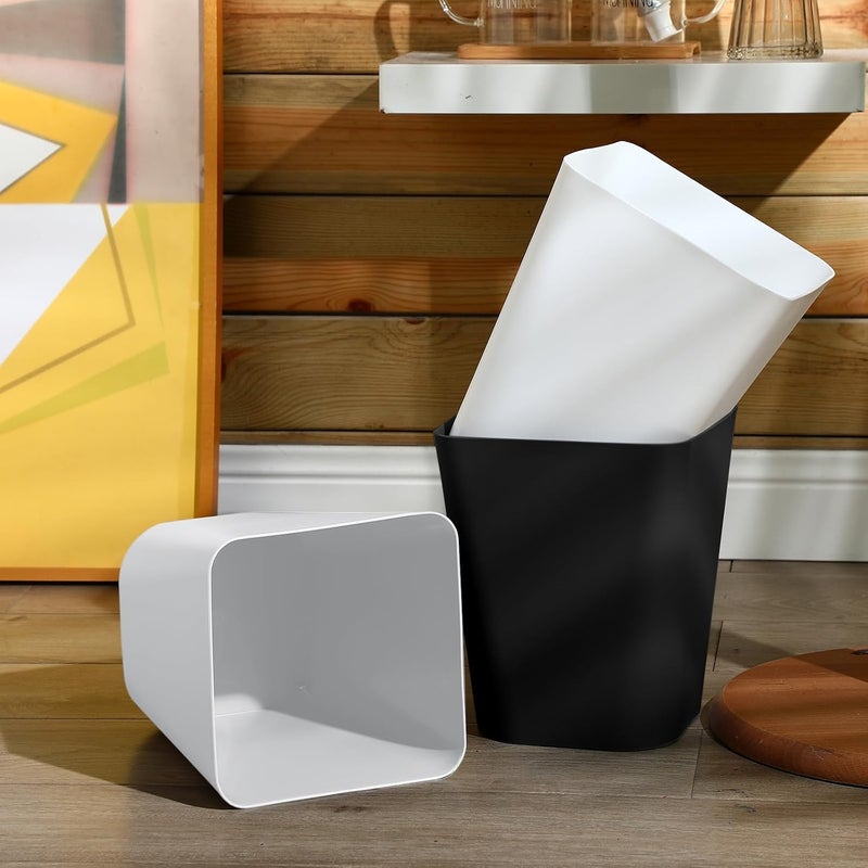Hoolerry 9 Pieces Garbage Can 2 Gallon Small Trash Cans Bulk Bathroom Trash Bin Plastic Wastebasket Square for Bedroom Slim Bathroom Trashcan Small Container for Kitchen Office Home (Black,White) - Image 5