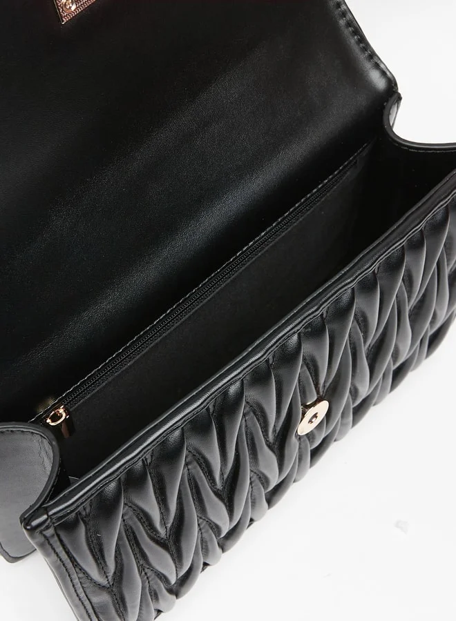 Flora Bella By Shoexpress Women's Quilted Crossbody Bag with Chain Strap and Button Closure