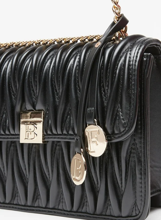 Flora Bella By Shoexpress Women's Quilted Crossbody Bag with Chain Strap and Button Closure
