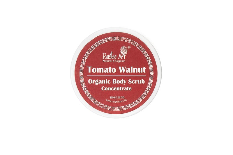 Rustic Art Tomato Walnut Body Scrub Organic Concentrate For Soft Supple Glowing Skin Removes Tan Ingrown Hair Dead Skin Foaming Scrub For Women Men 200g - Image 3