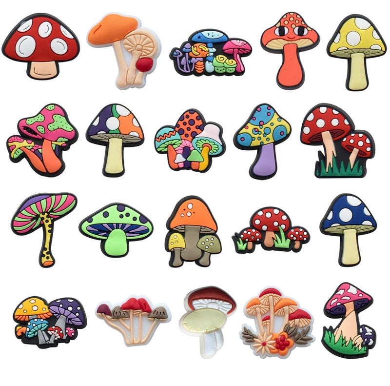 Fungi Fun Glow in the Dark Mushroom Shoe Charms for Clog Slides Sandals, Colorful Luminous Decoration for Shoes, Mushroom Croc Charms for Boys & Girls, Cute Kawaii Glowing Shoe Accesories 40pcs Set - Image 4