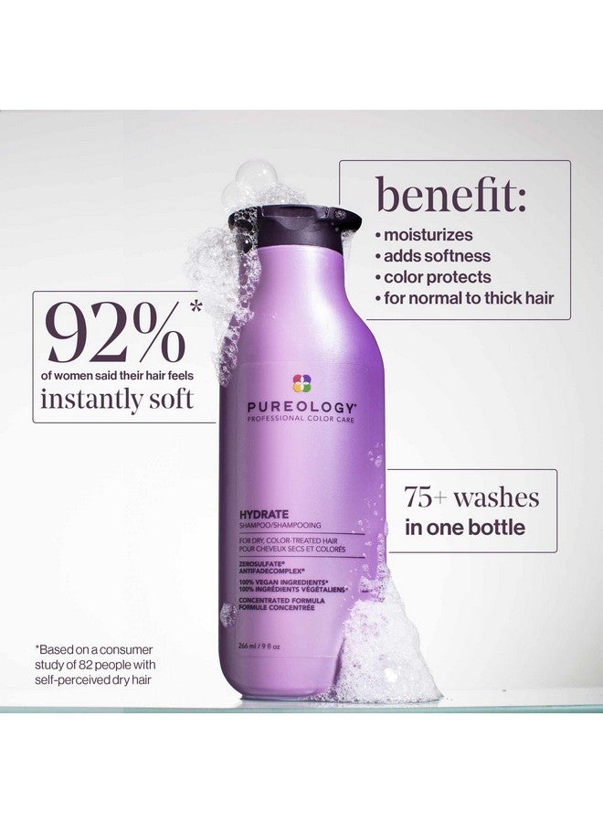 Pureology Hydrate Moisturizing Shampoo | Softens and Deeply Hydrates Dry Hair | For Medium to Thick Color Treated or Natural Hair | Sulfate Free Shampoo | Vegan - Image 2