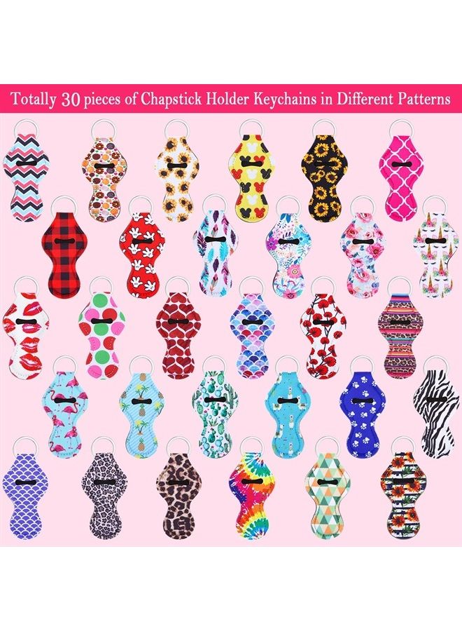 Cludoo 30Pcs Chapstick Holder Keychain Bulk, Chapstick Lip Balm Lipgloss Lipstick Holder Keychains for Lipstick, Chapstick, Lip Balm, lanyards, 30 Vibrant Colors - Image 3