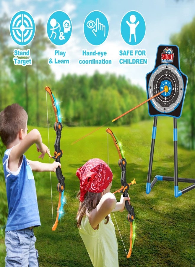 spring flower SpringFlower 2 Bow and Arrow Sets with LED Light-up,2 Foam Dart Guns for Kids 5 6 7 8 9 10+ Years Old, Archery Set with Standing Target for Boys & Girl, for Kids - Image 5