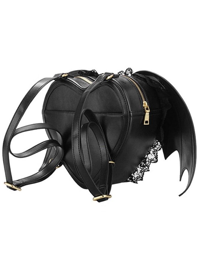MARGOUN Fashion Girl Black Bat Heart Wings Bag Backpack - Image 2
