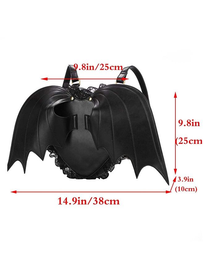 MARGOUN Fashion Girl Black Bat Heart Wings Bag Backpack - Image 5