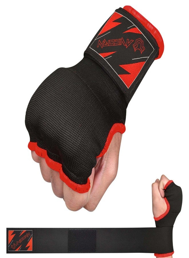 AVICORN Kids Boxing Handwraps Kids Fist Protector Inner Gel Gloves Quick Wraps for Punching Great for MMA Training (Black/Red, XS) - Image 1