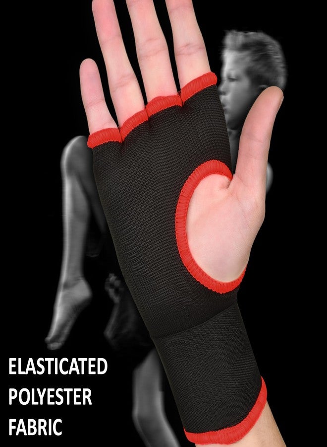 AVICORN Kids Boxing Handwraps Kids Fist Protector Inner Gel Gloves Quick Wraps for Punching Great for MMA Training (Black/Red, XS) - Image 4