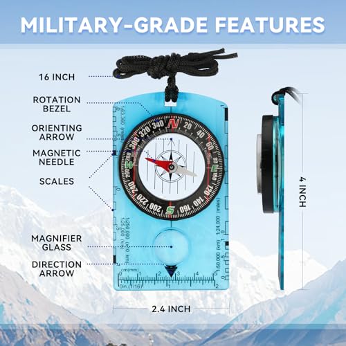 HKDiRedy Hiking Compass for Kids – Orienteering & Wilderness Survival Navigation Gear, Pocket Hiking Compass for Camping, Backpacking, Hunting, Outdoor Adventure - Image 3