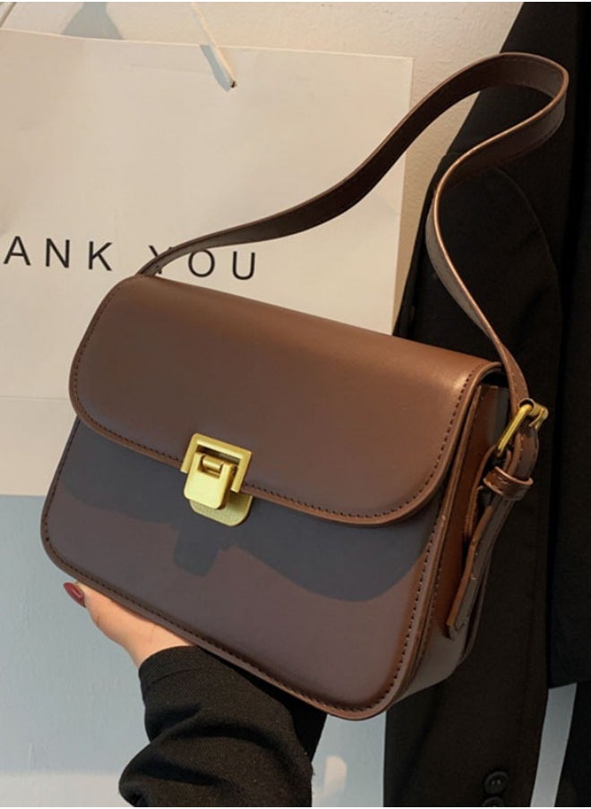 WAOKN - Women's Temperament Retro Shoulder Bag, Ladies Fashion Trend Crossbody Bags Sling Bag Side Bag Carry Bag, Flap PU Leather Small Square Bag Gift Bag for College Students and Teenagers - Image 1