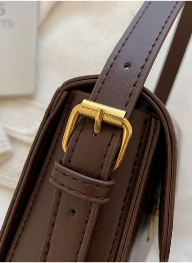 WAOKN - Women's Temperament Retro Shoulder Bag, Ladies Fashion Trend Crossbody Bags Sling Bag Side Bag Carry Bag, Flap PU Leather Small Square Bag Gift Bag for College Students and Teenagers - Image 1