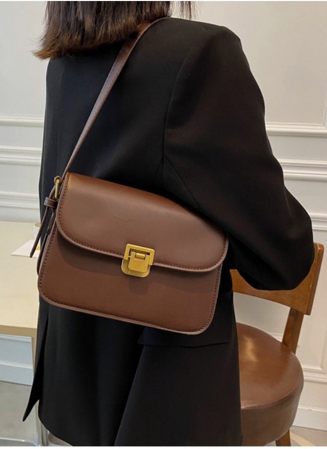 WAOKN - Women's Temperament Retro Shoulder Bag, Ladies Fashion Trend Crossbody Bags Sling Bag Side Bag Carry Bag, Flap PU Leather Small Square Bag Gift Bag for College Students and Teenagers - Image 1