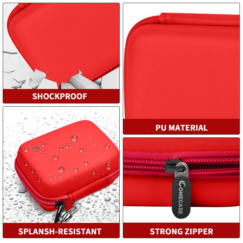 Comecase Carrying & Protective Case for Digital Camera, AbergBest 21 Mega Pixels 2.7" LCD Rechargeable HD/Kodak Pixpro/Canon PowerShot ELPH 180/190 / Sony DSCW800 / DSCW830 Cameras for Travel - Red - Image 3